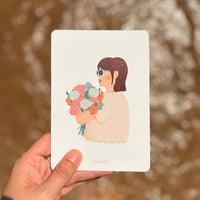 Carte Postale / Card "Fille aux fleurs"