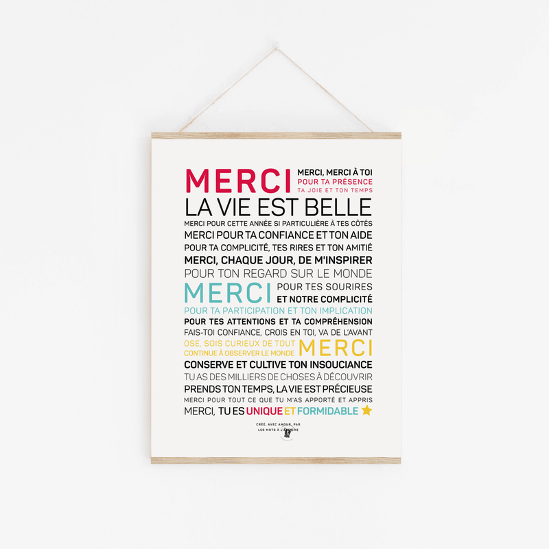 Affiche Merci la vie couleur: MINI A6 10.5 x 14.8 mm