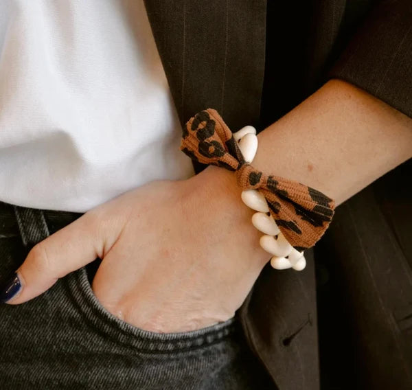 Bracelet GAGA - Only Beige & Maxi Noeud Léopard (enfant)