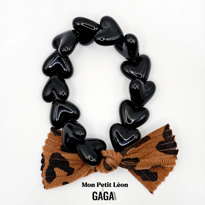 Bracelet GAGA - Noir & Maxi Noeud léopard 🤎