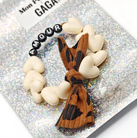 Bracelet GAGA - Beige, Noir, 🤎 & Maxi Noeud Léopard MAMIE