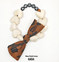 Bracelet GAGA - Beige, Noir, 🤎 & Maxi Noeud Léopard MAMIE