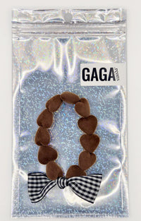 Bracelet GAGA - Only Maxi Velours Chocolat & Maxi Noeud Vichy