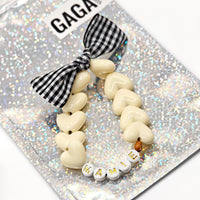 Bracelet GAGA - Maxi Beige, blanc doré & Noeud vichy MAMIE