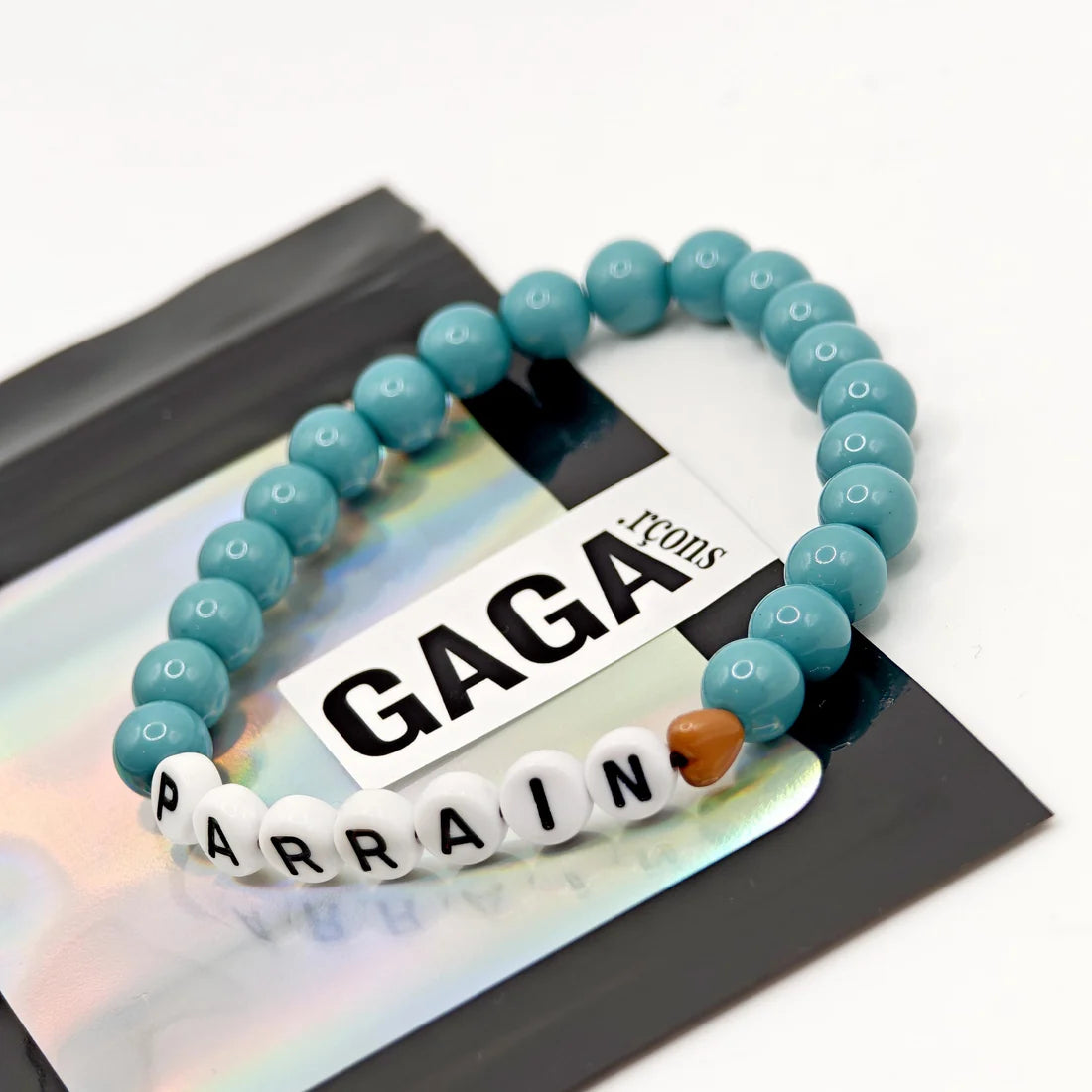Bracelet GAGA - PARRAIN Bleu Lagon, blanc & Mini 🤎