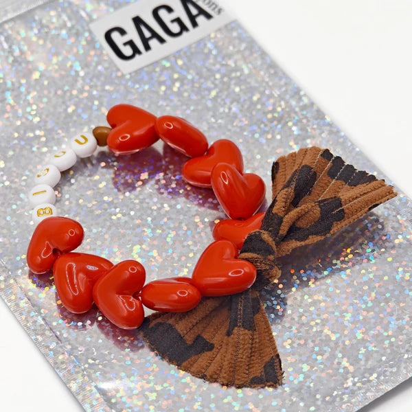 Bracelet GAGA - Rouge & Noeud Léopard 🤎