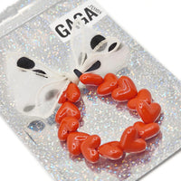 Bracelet GAGA - Only Rouge & Maxi noeud Beige à Pois