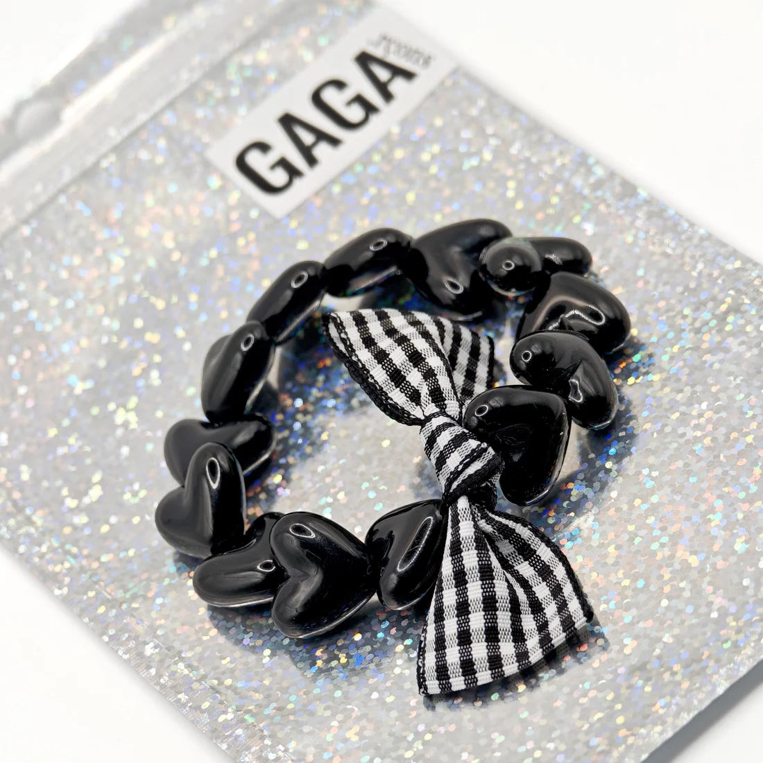Bracelet GAGA - Only Noir & Noeud Vichy