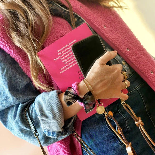 Bracelet GAGA - Only Rose & Maxi noeud Noir à Pois