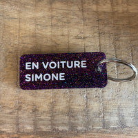 Porte-clés à paillettes : EN VOITURE SIMONE