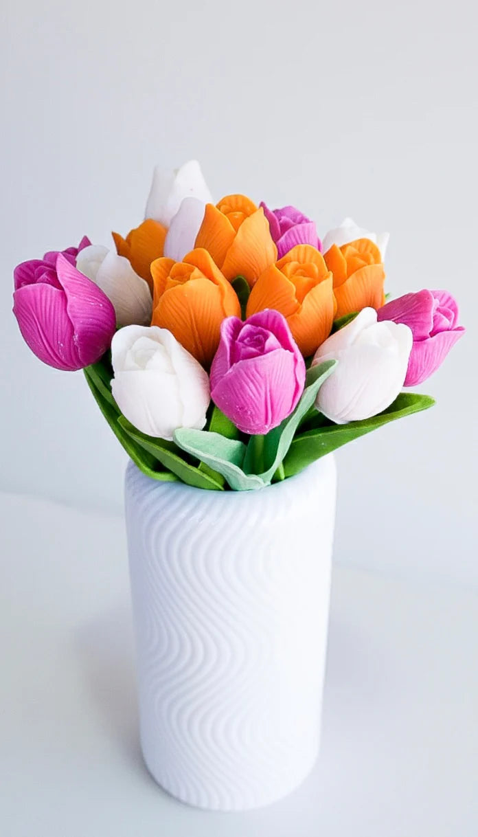 Bouquet parfumé 5 tulipes en cire parfumées