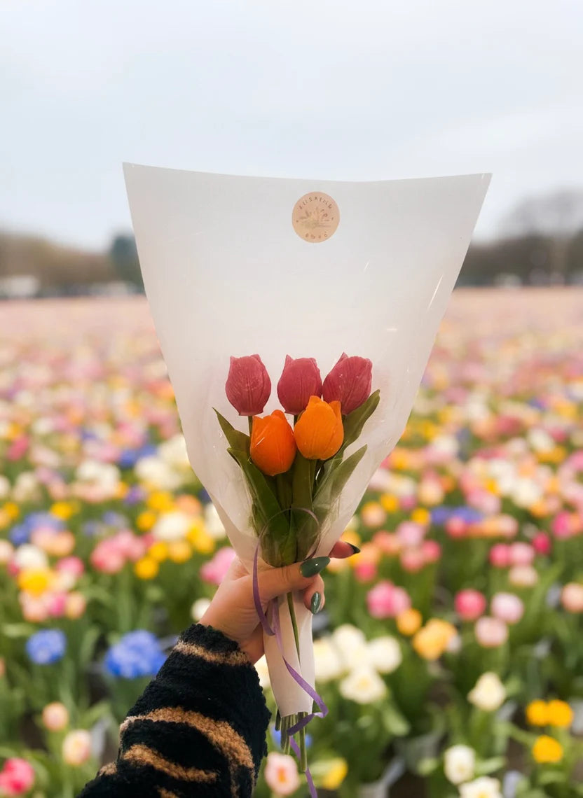 Bouquet parfumé 5 tulipes en cire parfumées