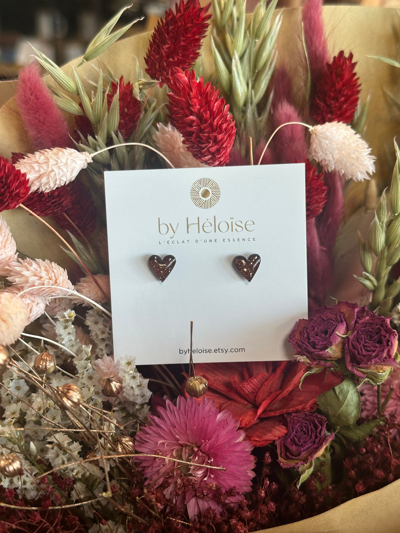 Puces coeur paillettes