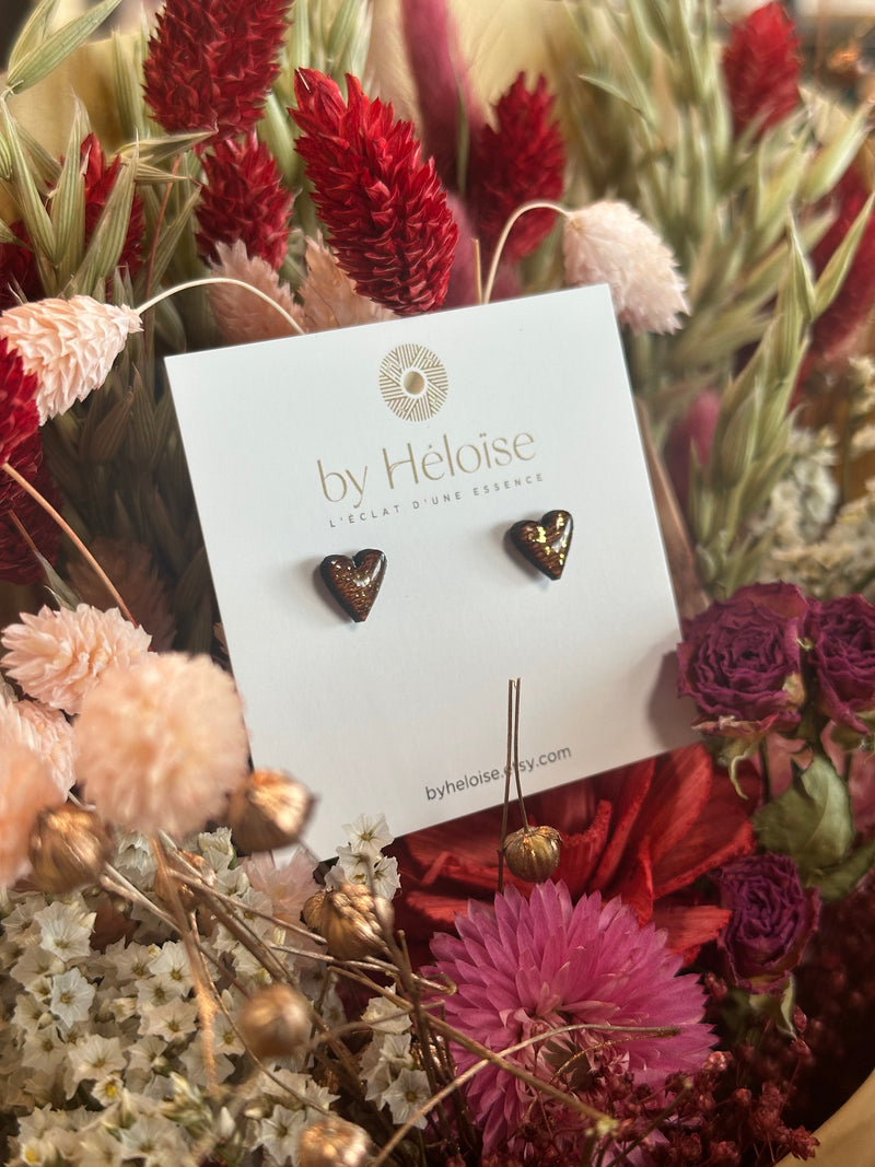 Puces coeur paillettes