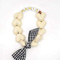 Bracelet GAGA - Maxi Beige, blanc doré & Noeud vichy MAMIE