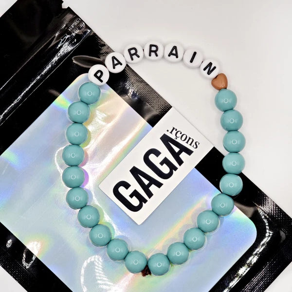 Bracelet GAGA - PARRAIN Bleu Lagon, blanc & Mini 🤎