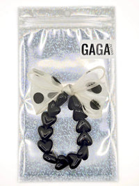 Bracelet GAGA - Only Noir & Maxi noeud Beige à Pois