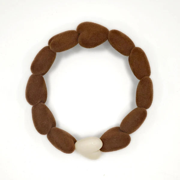 Bracelet GAGA - Only Velours Marron & Maxi Coeur Beige