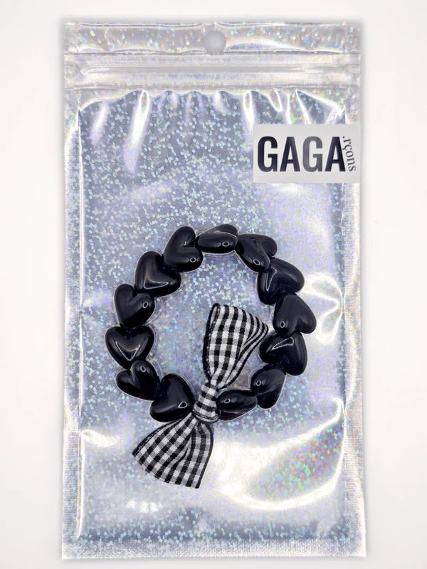 Bracelet GAGA - Only Noir & Noeud Vichy