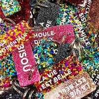 ROULE MA POULE Porte-clés à paillettes : Violet