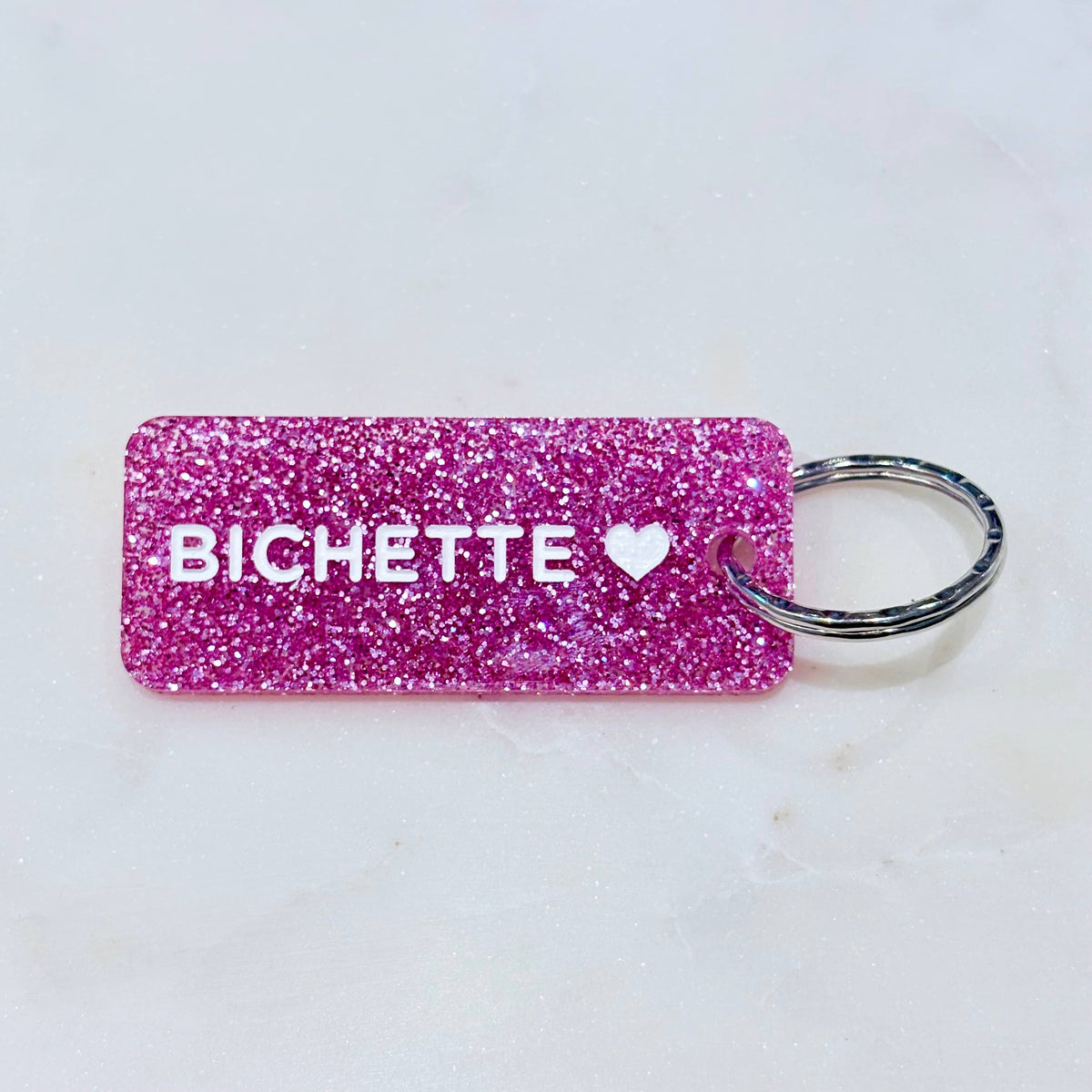 BICHETTE Porte-clés à paillettes Rose