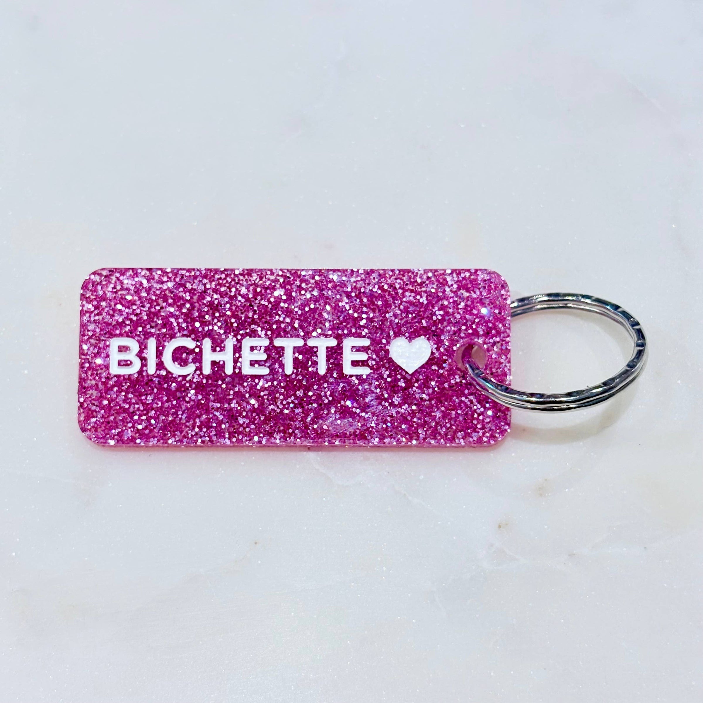 BICHETTE Porte-clés à paillettes Rose