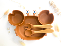 Set repas + couvert en forme de crabe pour Enfant: Rose