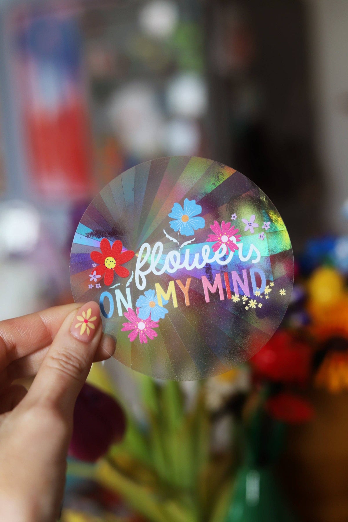 Sticker Suncatcher "Flowers on my mind" – Créateur d'arc-en-ciel