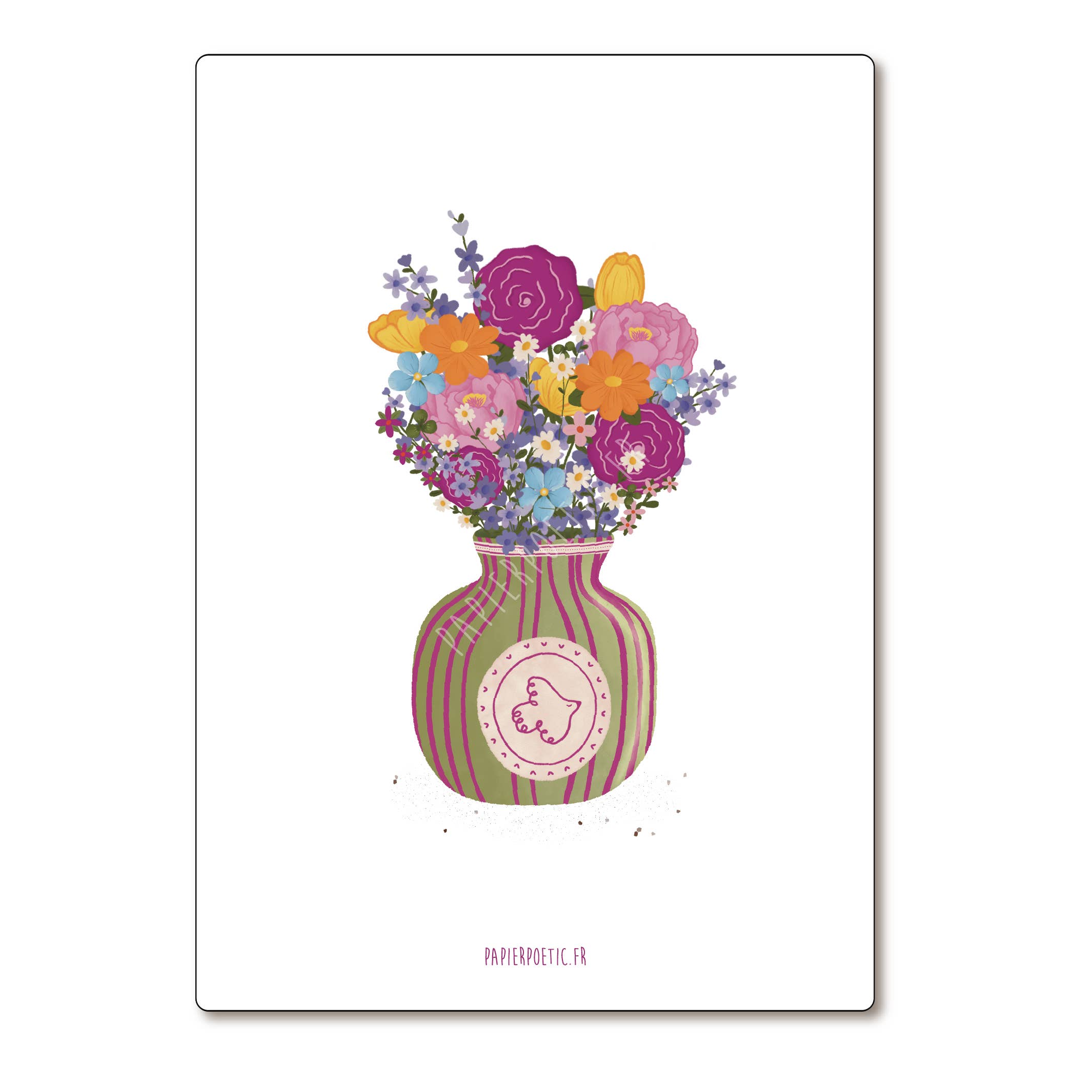 Carte Postale / Card "Vase coloré fleuri"