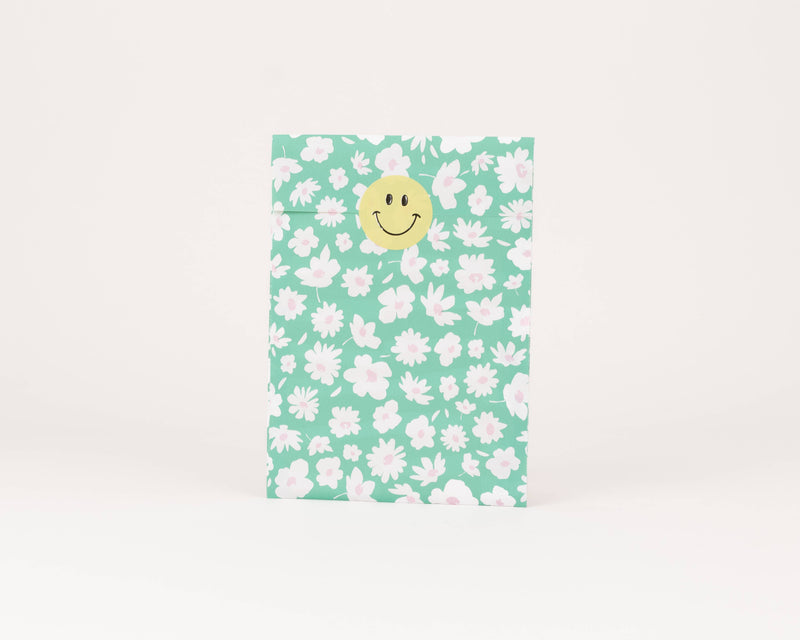 Sacs en papier marguerites, vert: Taille M (12 x 21 cm)