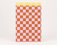 Sacs en papier damier rose / cannelle / jaune: Taille M (12 x 21 cm)