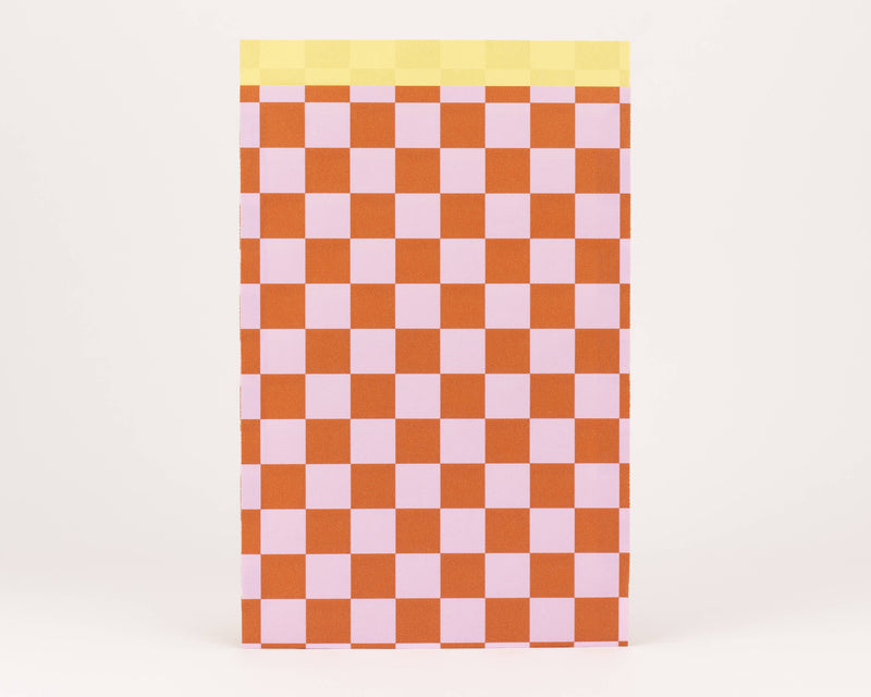 Sacs en papier damier rose / cannelle / jaune: Taille M (12 x 21 cm)