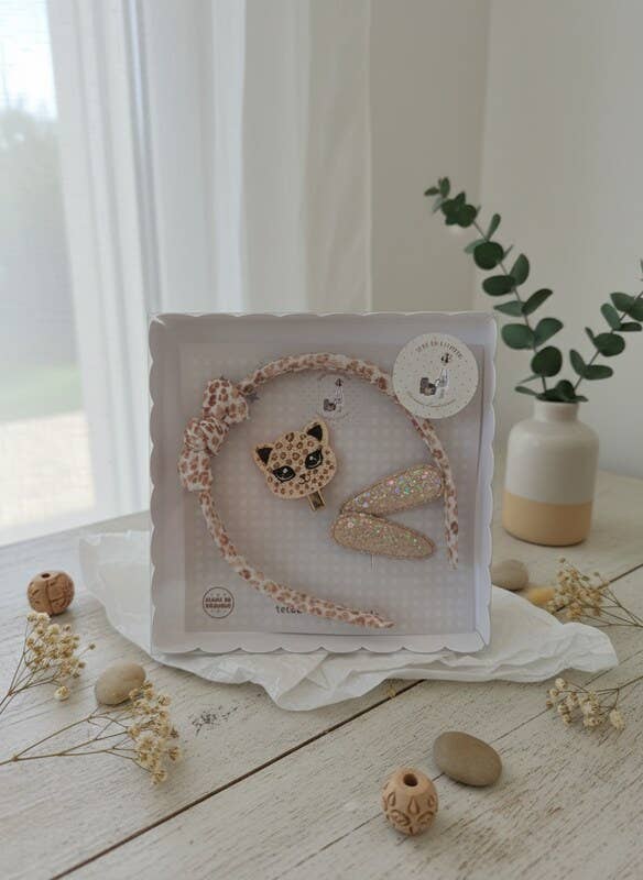 Coffret Barrette & Serre-tête Léopard
