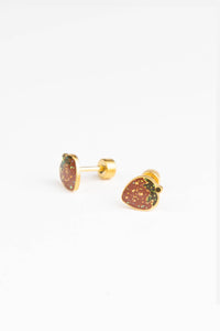 Boucles d'oreilles clous - Fraise pailletée