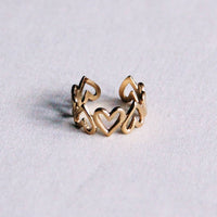 Bague ajustable en acier inoxydable avec cœur