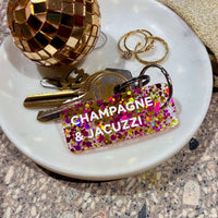 Porte-clés à paillettes: CHAMPAGNE & JACUZZI