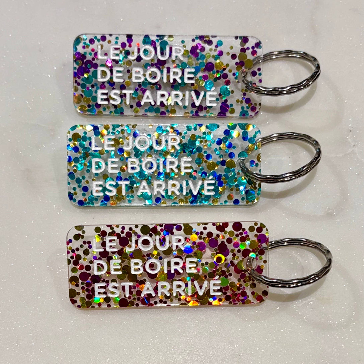Porte-clés LE JOUR DE BOIRE EST ARRIVÉ  : Fuchsia / Or