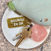 Porte-clés à paillettes NOUNOU EN OR