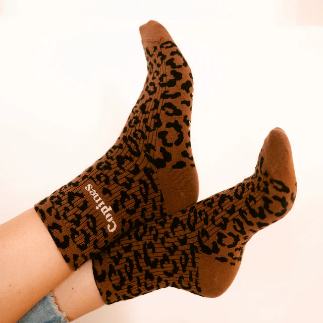Chaussettes femme léopard à message