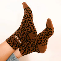 Chaussettes femme léopard à message