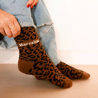 Chaussettes femme léopard à message