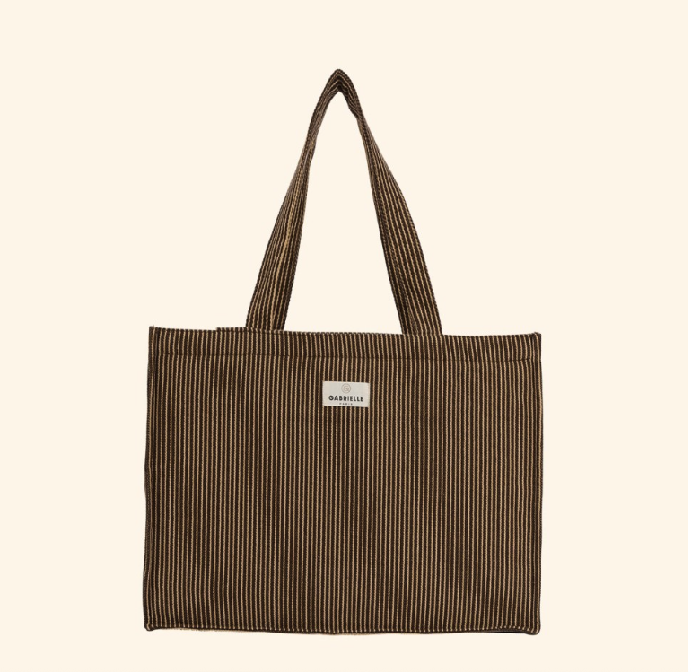 Sac 24H en coton Rayures Café