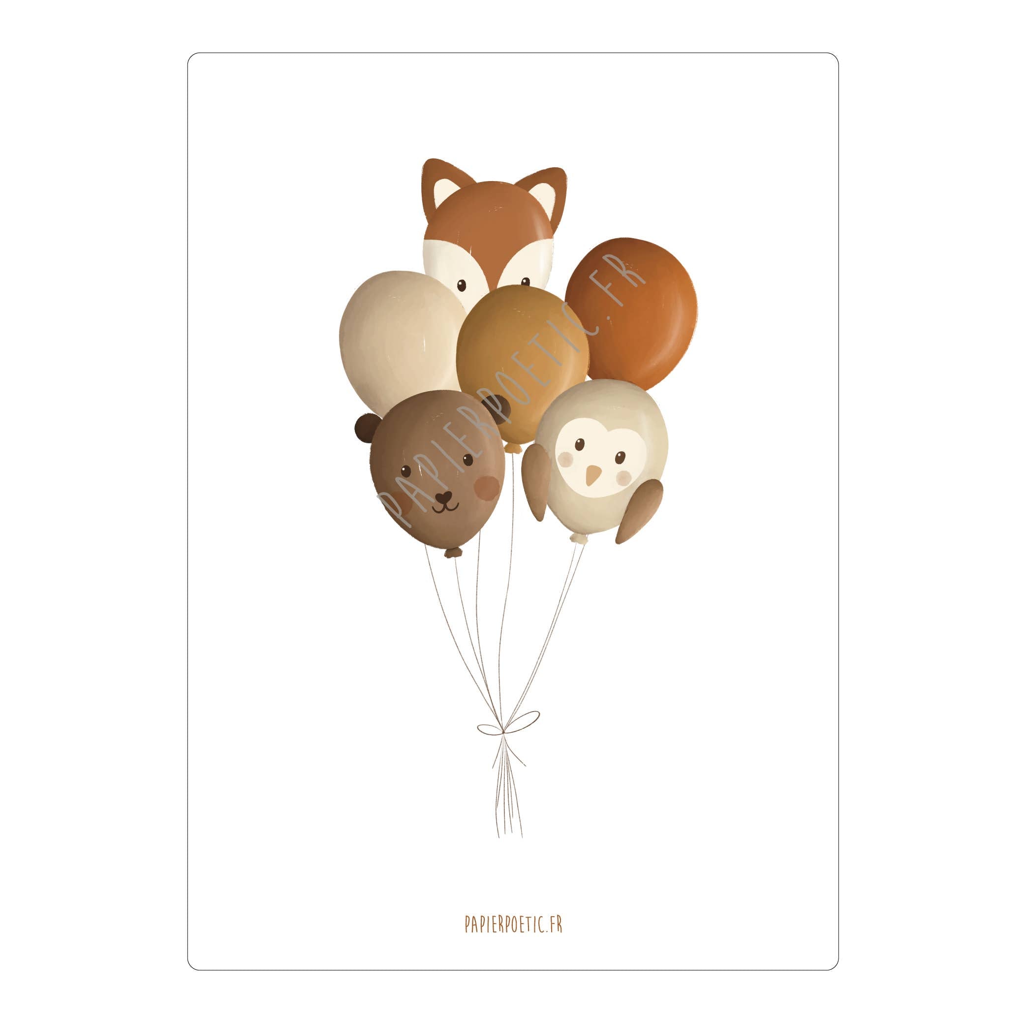 Carte Postale / Card "Ballons Animaux d'Automne"