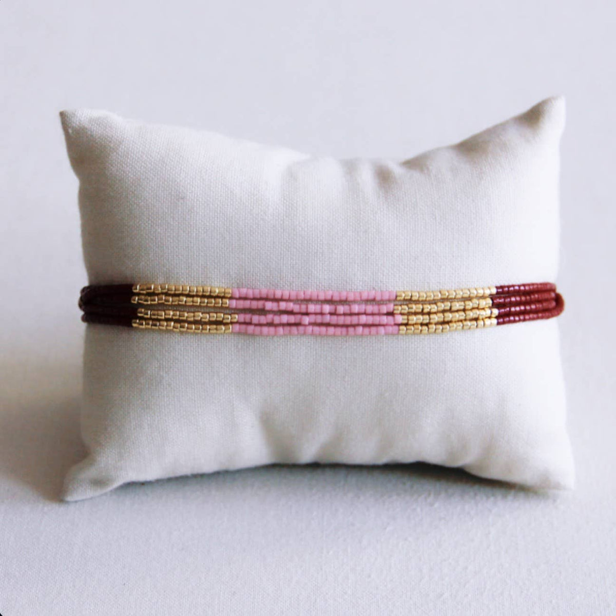 Bracelet miyuki quadruple - marron/lilas/doré