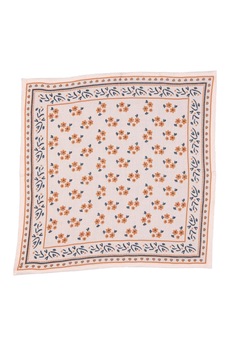 Foulard Jade ##2799AH fleurs camel & marine petit: Imprimés / 50cm