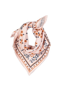 Foulard Jade ##2799AI fleurs camel & marine grand: Imprimés / 100cm