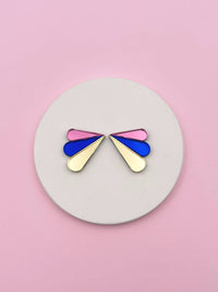 Boucles d'Oreilles Puces Miroirs Armance: Bleu/Or/Rose