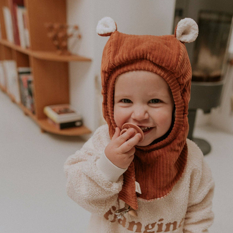 Cagoule velours paprika: T1: 2 - 4 ans