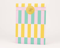 Sacs en papier à rayures audacieuses, vert / rose / jaune: Taille M (12 x 21 cm)
