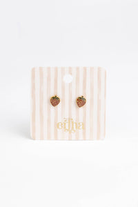 Boucles d'oreilles clous - Fraise pailletée
